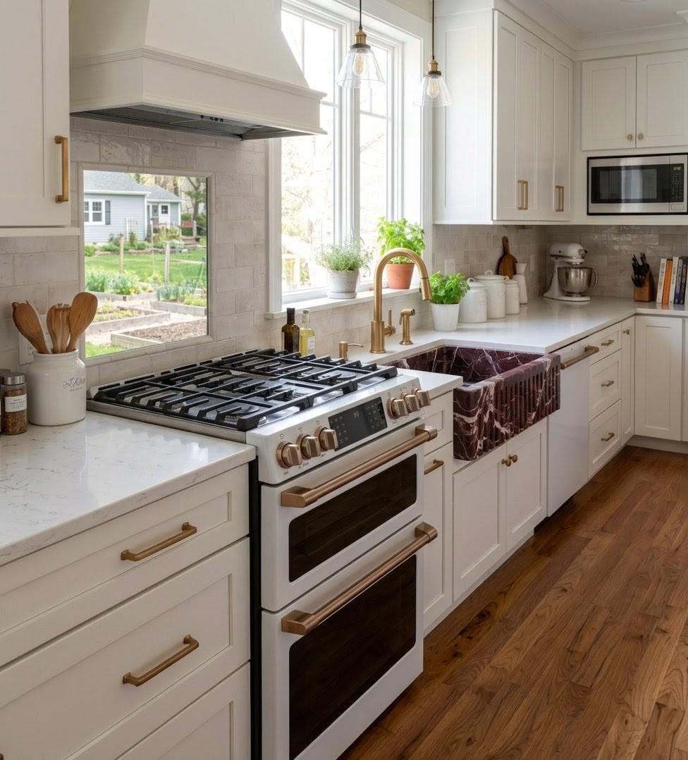 Rosso Levanto Marble Farmhouse Sink, Deep Cherry Red Apron Front, Hand-Carved Stone Washbasin