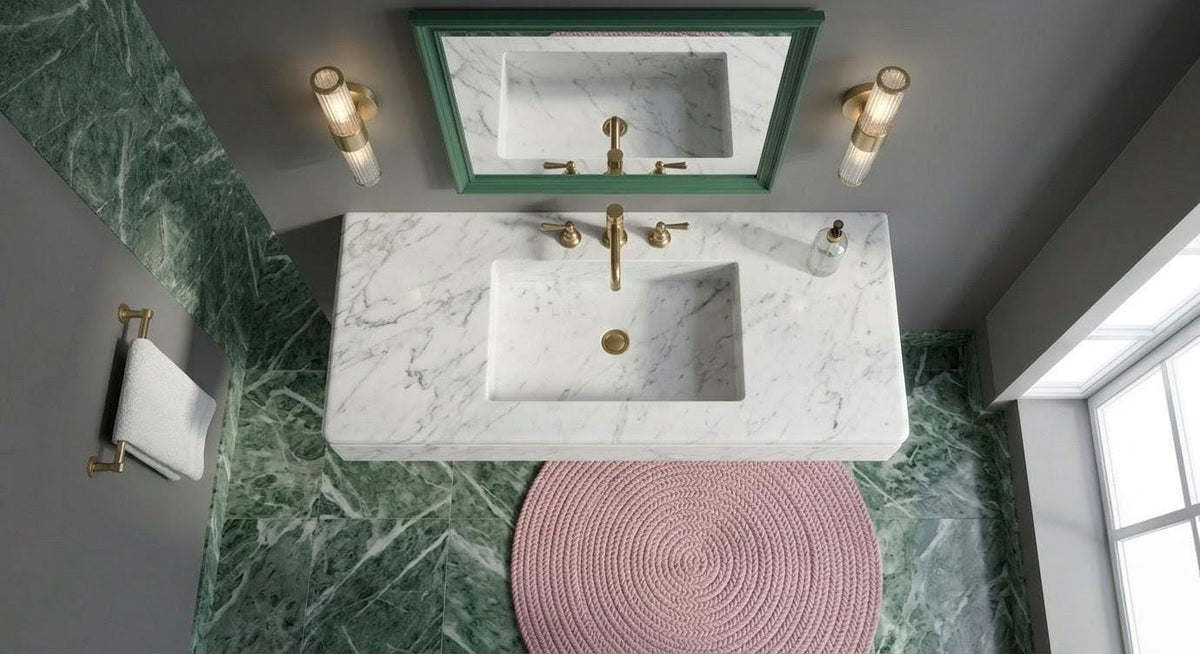 Carrara Marble Floating Sink, Wall Mounted Luxury Basin, White Stone Vessel