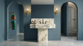 Calacatta Gold Marble Pedestal Sink, Artistic Free Standing Washbasin, Integrated Vanity Set