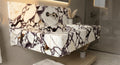 Calacatta Viola Marble Floating Sink, Fluted Vanity, Handcrafted Powder Room Basin