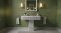 White Marble Pedestal Sink, Fluted Freestanding Stone Washbasin, Luxury Bathroom Vanity