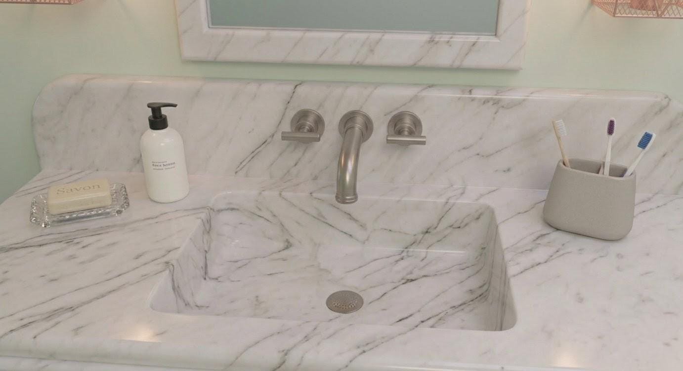 Calacatta Carrara Marble Vessel Sink, Hand-Carved Above-Counter Basin