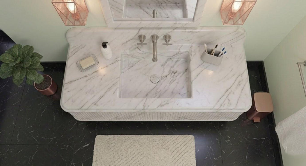 Calacatta Carrara Marble Vessel Sink, Hand-Carved Above-Counter Basin