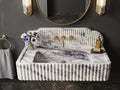 Lilac Marble Fluted Sink, Luxury Wall Mounted Washbasin, Purple Veined Stone Vanity