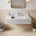 Handcrafted Carrara Marble Wall Mounted Sink, Fluted Floating Vanity Basin