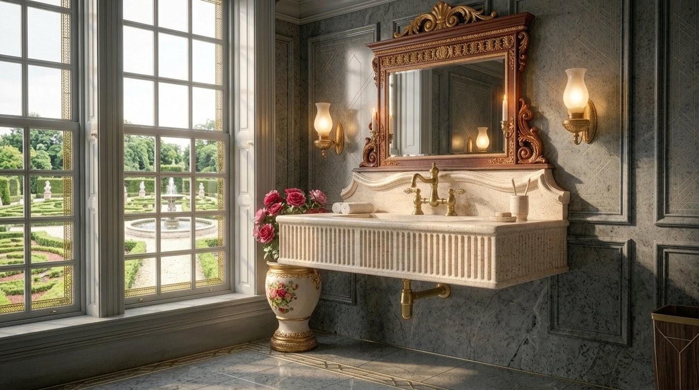 Rectangular Travertine Wall Mounted Sink, Natural Stone Basin, Luxury Bathroom Vanity