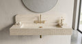 Travertine Wall Mounted Sink, Fluted Rectangular Stone Basin, Luxury Bathroom Vanity