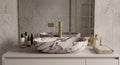 Calacatta Viola Marble Oval Vessel Sink, Handcrafted Natural Stone Bathroom Basin