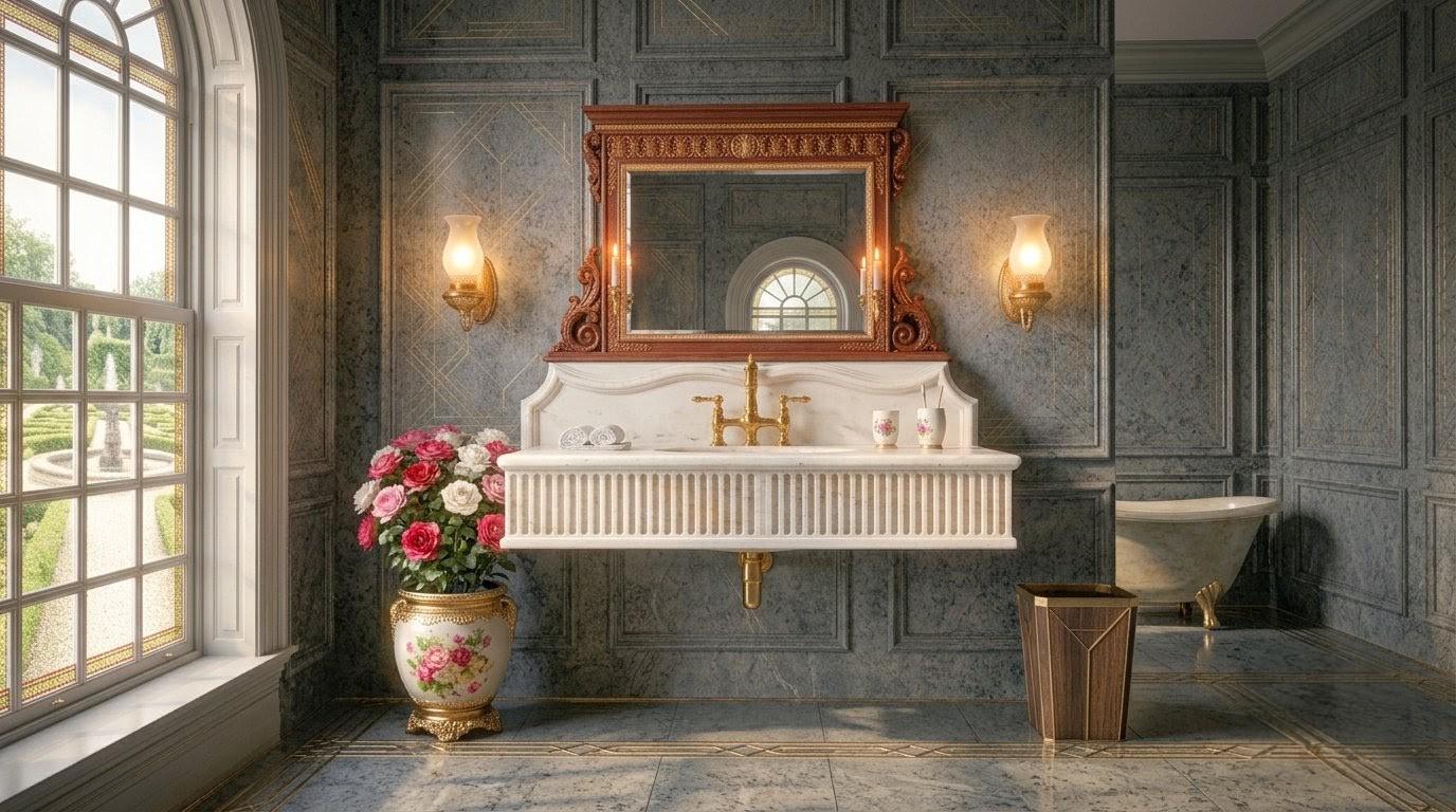 Rectangular Travertine Wall Mounted Sink, Natural Stone Basin, Luxury Bathroom Vanity