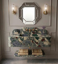 Breccia Medicea Marble Sink, Wall Mount Floating Vanity with Shelf
