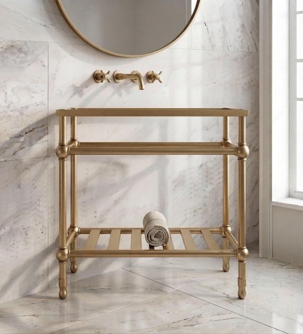Custom Marble Sink Stand, Brass Vanity Legs, Bathroom Console Frame, Luxury Washstand Support