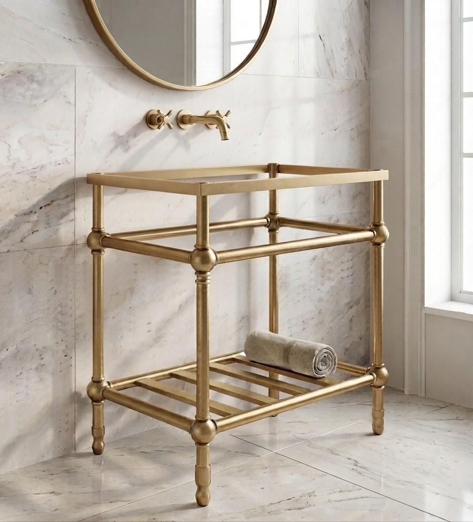 Custom Marble Sink Stand, Brass Vanity Legs, Bathroom Console Frame, Luxury Washstand Support