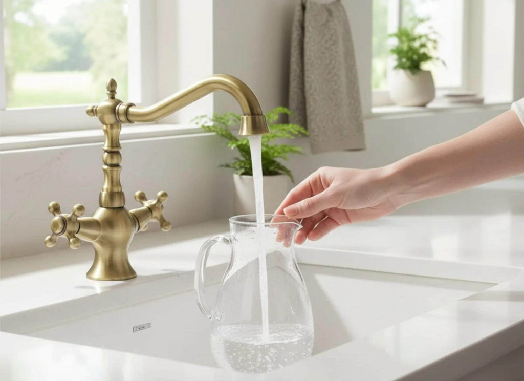 Antique Brass Solid Brass Sink Faucet, Cross Handle Vanity Mixer (Deck/Wall Mount)