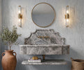Grey Marble Floating Vanity, Fluted Apron, Powder Room Sink (Custom)