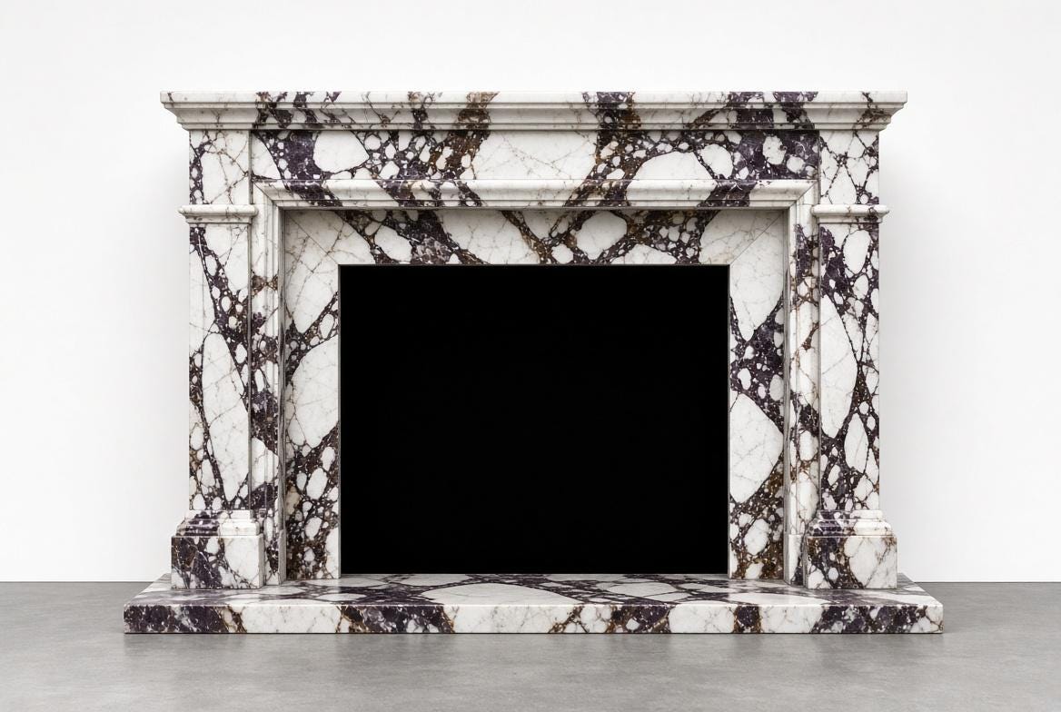 Custom Calacatta Viola Marble Fireplace Surround | Handcrafted Luxury Stone Mantel & Hearth | Bespoke Fire Surround