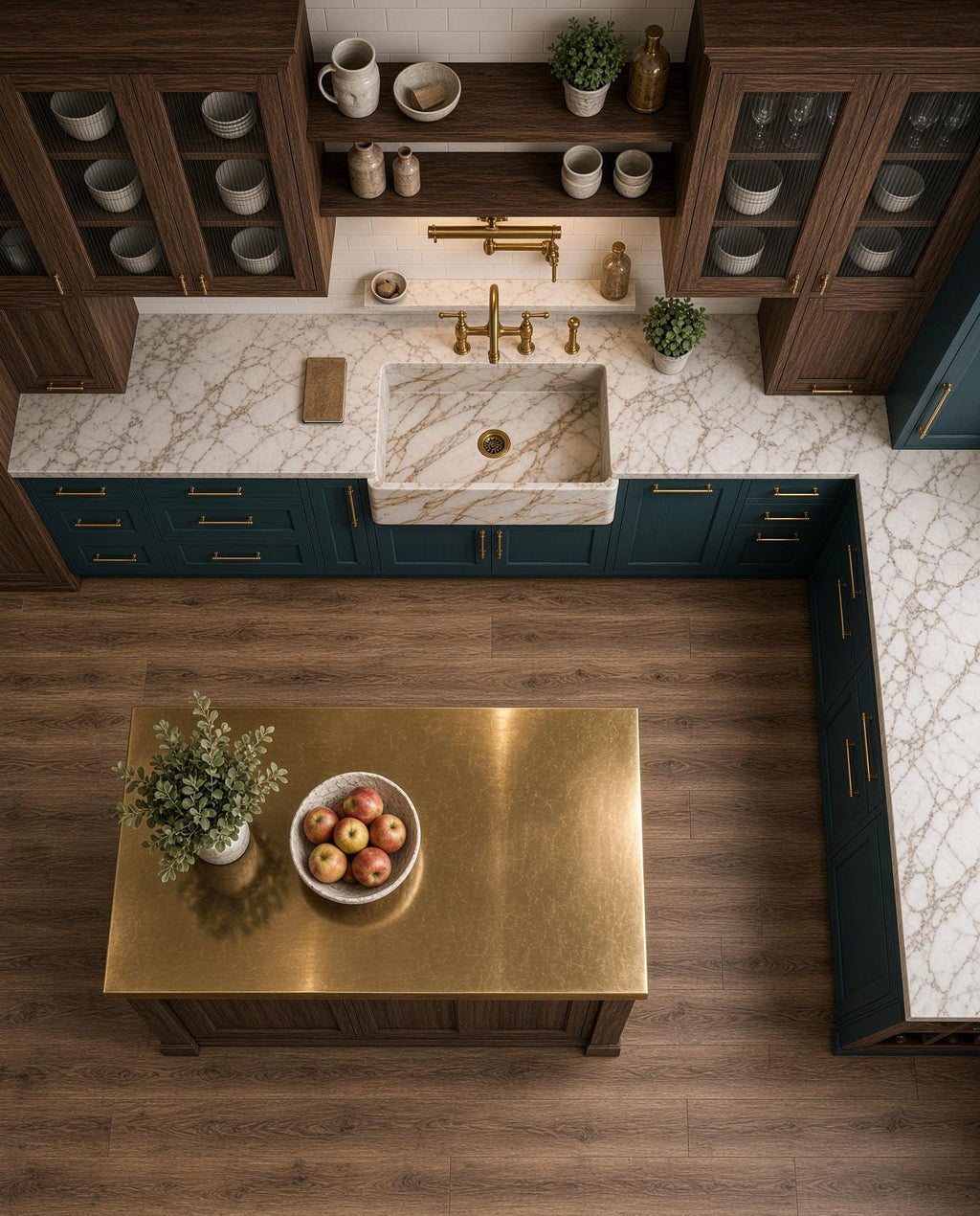 Calacatta Gold Marble Farmhouse Sink 33 Inch Apron Front Kitchen Sink Natural Stone
