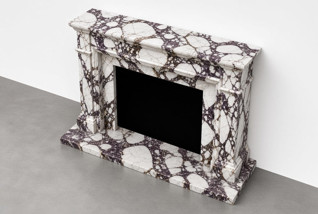 Custom Calacatta Viola Marble Fireplace Surround | Handcrafted Luxury Stone Mantel & Hearth | Bespoke Fire Surround