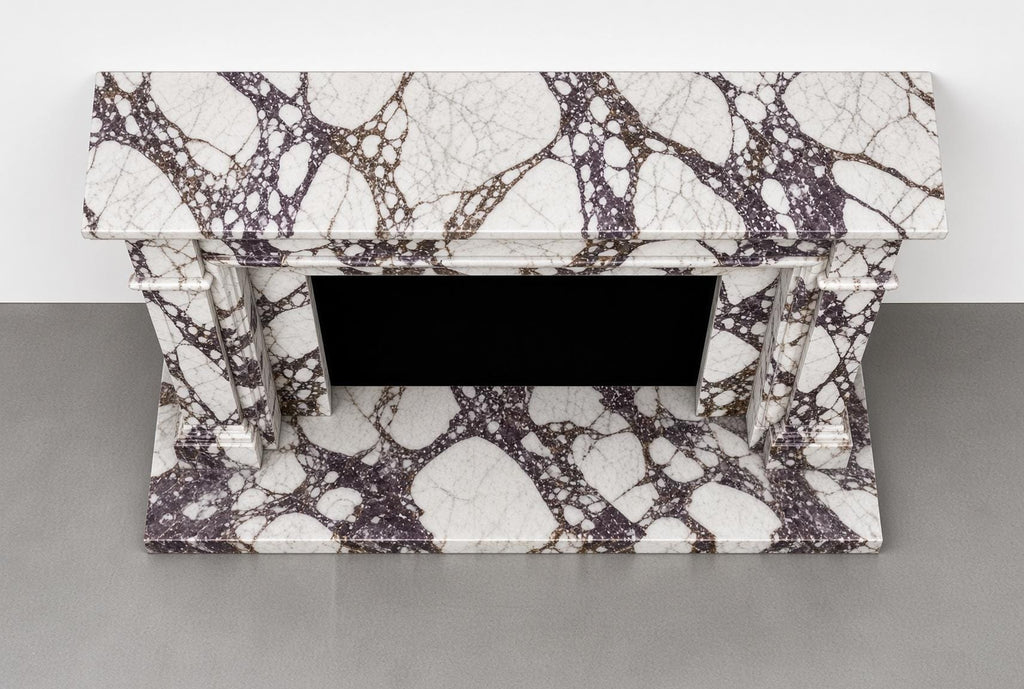 Custom Calacatta Viola Marble Fireplace Surround | Handcrafted Luxury Stone Mantel & Hearth | Bespoke Fire Surround
