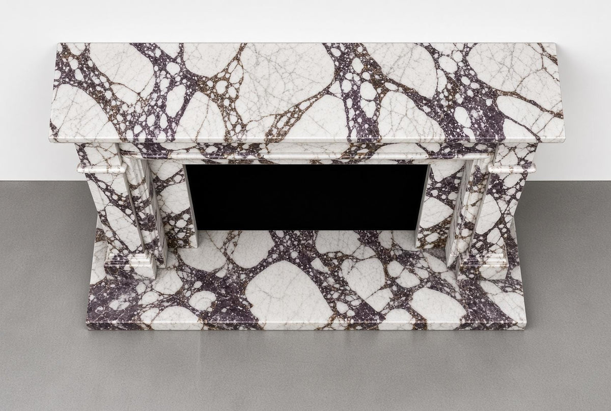 Custom Calacatta Viola Marble Fireplace Surround | Handcrafted Luxury Stone Mantel & Hearth | Bespoke Fire Surround