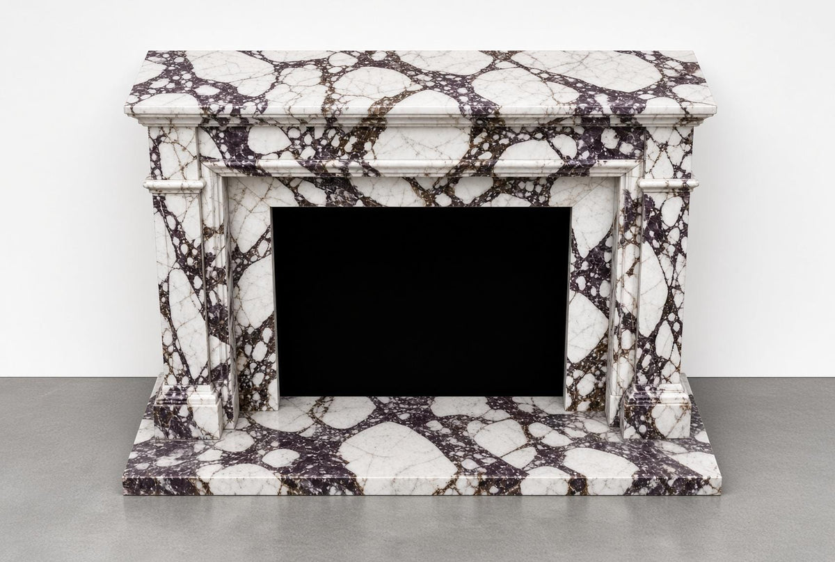 Custom Calacatta Viola Marble Fireplace Surround | Handcrafted Luxury Stone Mantel & Hearth | Bespoke Fire Surround