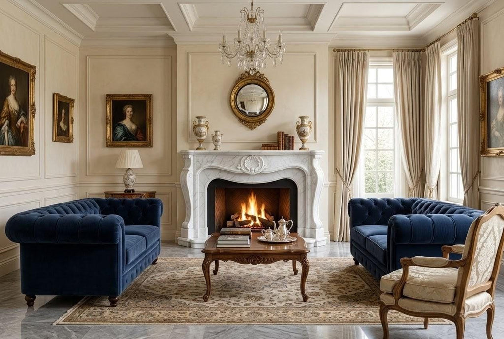 Custom Calacatta White Marble Fireplace Mantel | Hand Carved Stone Surround (French Style)