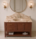 Calacatta Gold Marble Vanity Sink with Solid Mahogany Cabinet, Handmade Freestanding Bathroom Vanity